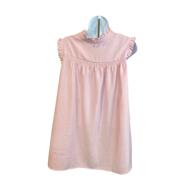 Womens Pink Tunic Top XL Smocked Sleeveless Ruffle Trim Pleated Y2K Boho - Picture 2 of 6